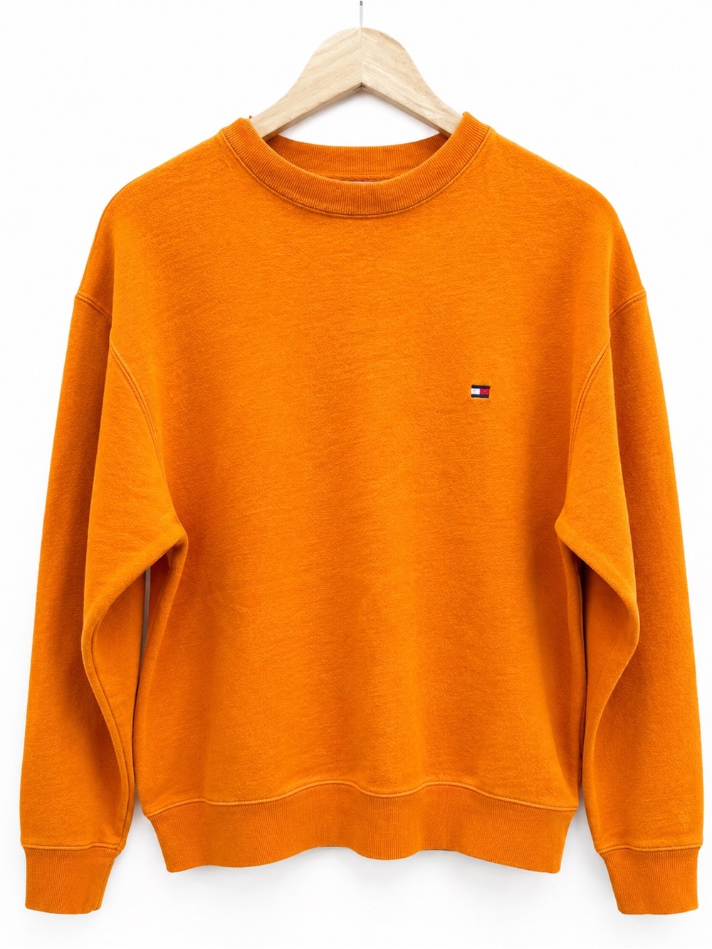 Tommy Hilfiger Orange Crewneck Sweatshirt Small 90s Normcore Minimalist Vintage